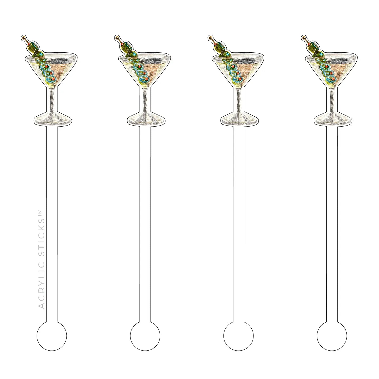 Glitzy Dirty Martini Acrylic Stir Sticks
