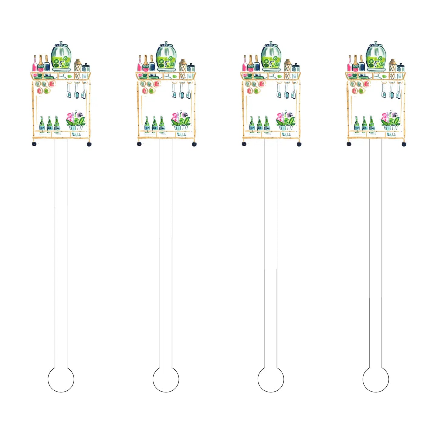 As X Evelyn Henson Bubbles Bar Cart Acrylic Stir Sticks