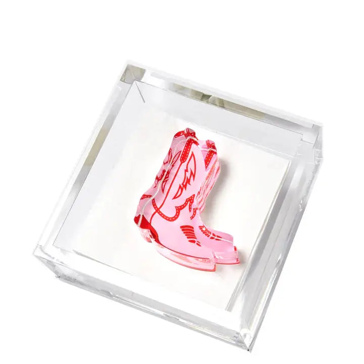 Cocktail Napkin Holder - Pink Cowboy Boots