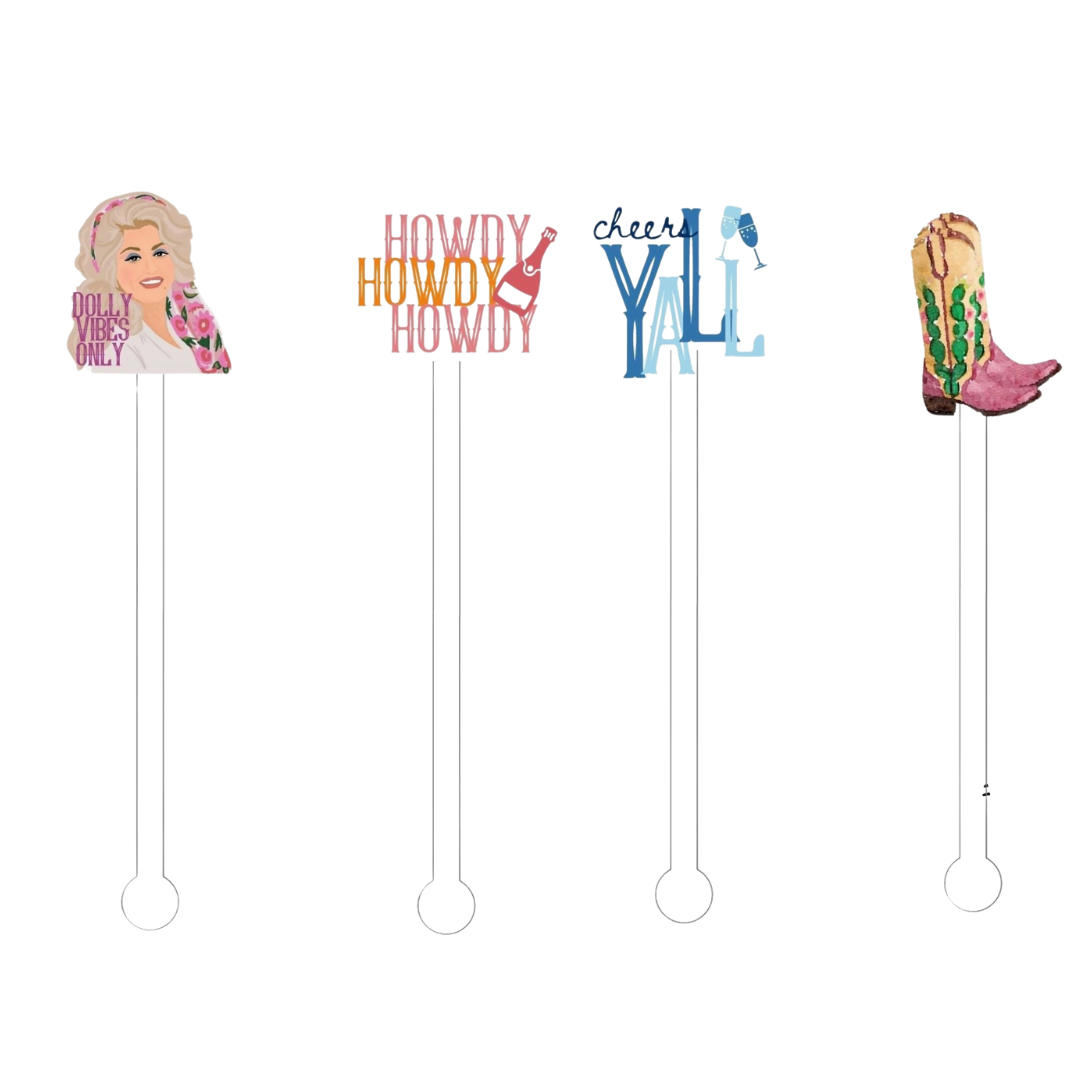 Howdy Y'all Acrylic Stir Sticks