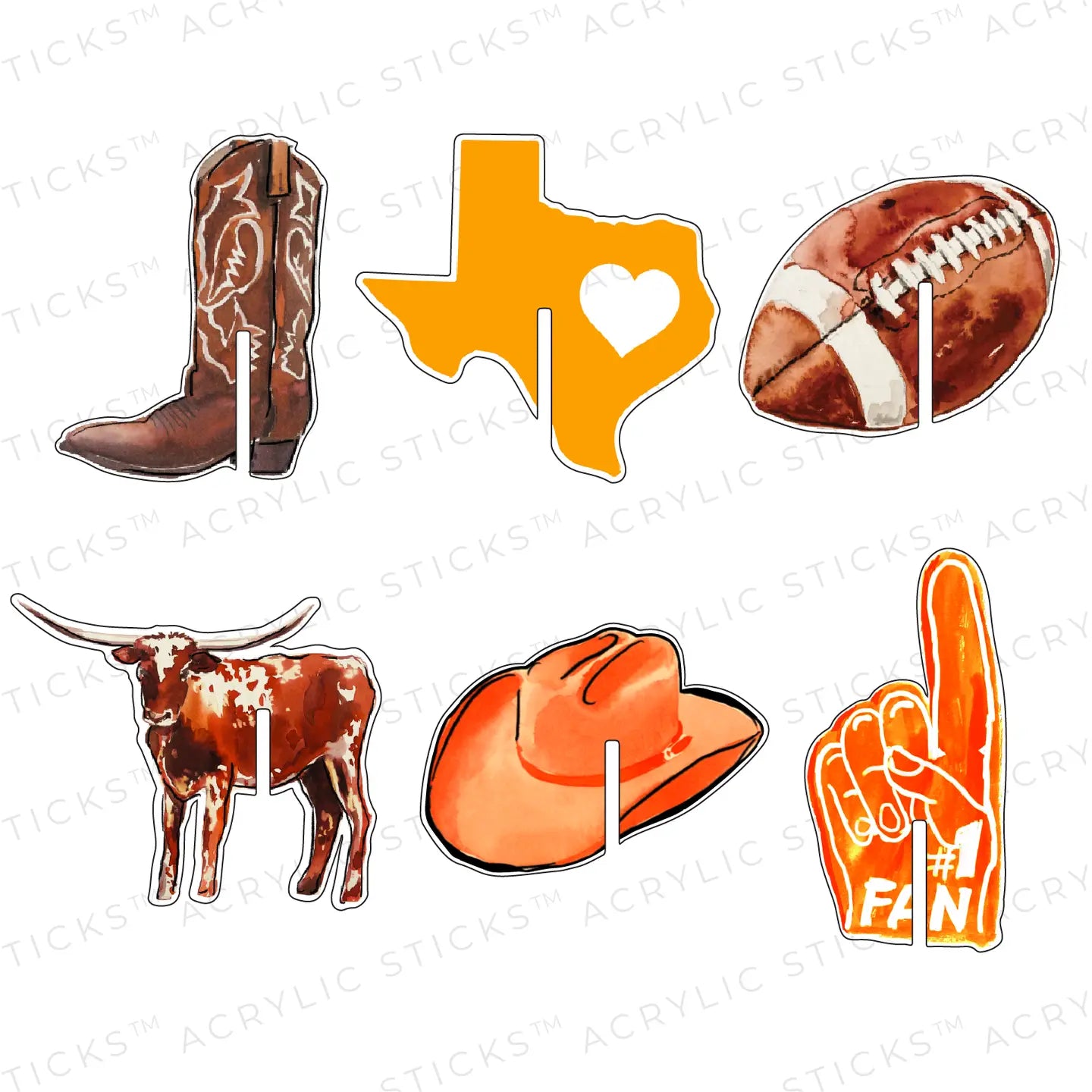 Texas Football Acrylic Drink Clip Combo