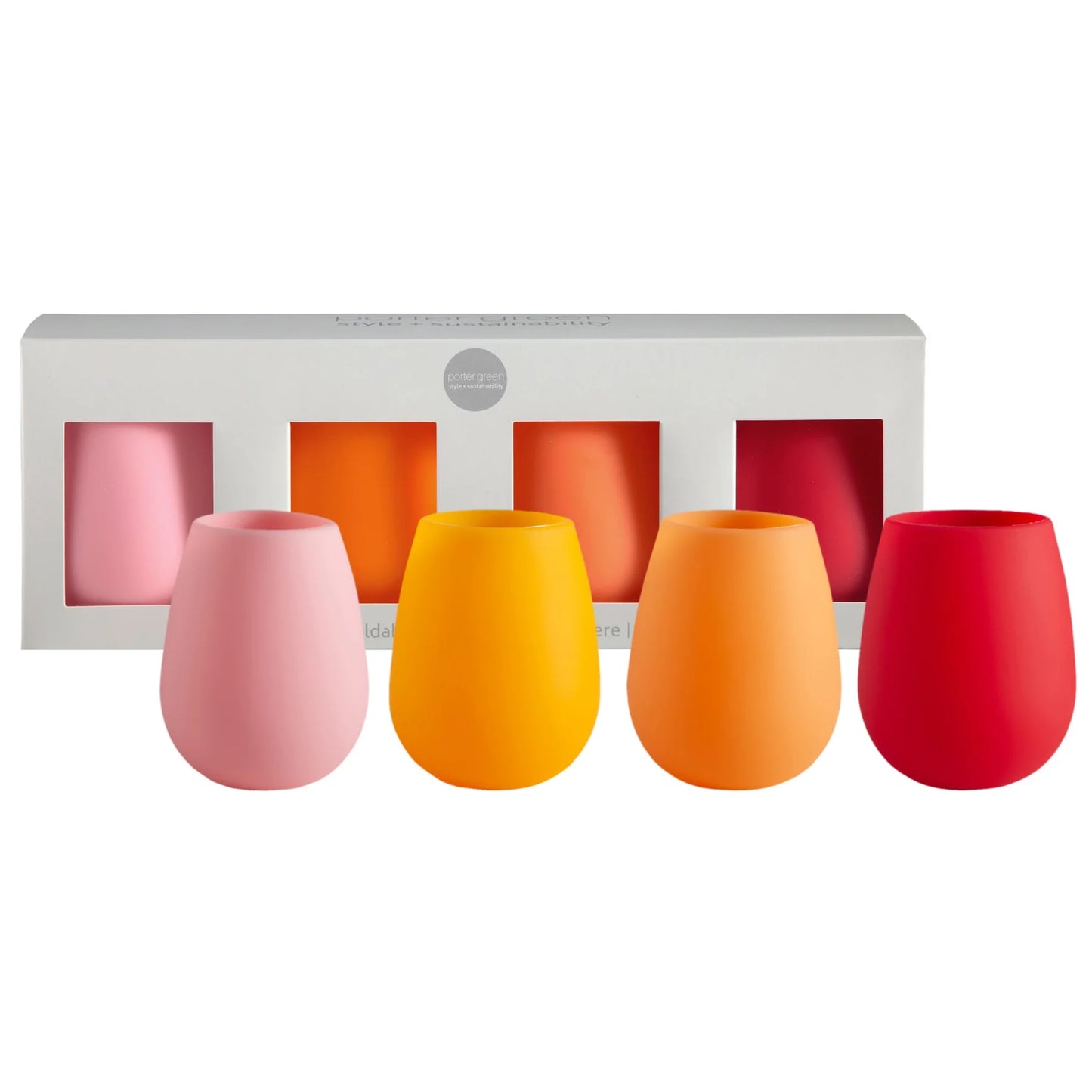 Fegg | Silicone Stemless Wine Glasses - Set of 4
