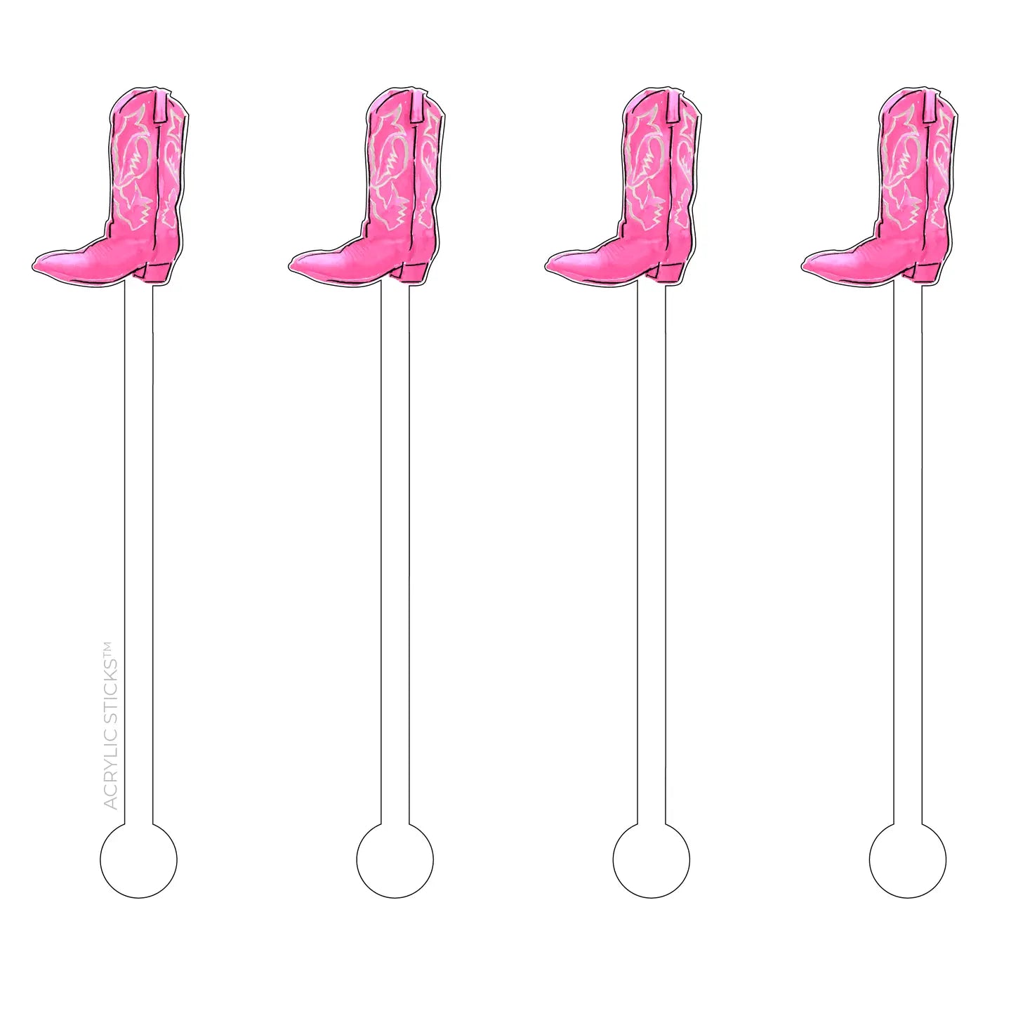 Pretty in Pink Cowgirl Boot Acrylic Stir Sticks