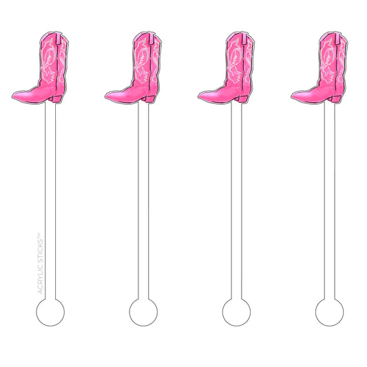 Pretty in Pink Cowgirl Boot Acrylic Stir Sticks