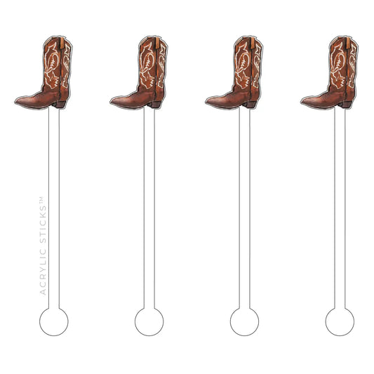 Cowboy Boot Acrylic Stir Sticks