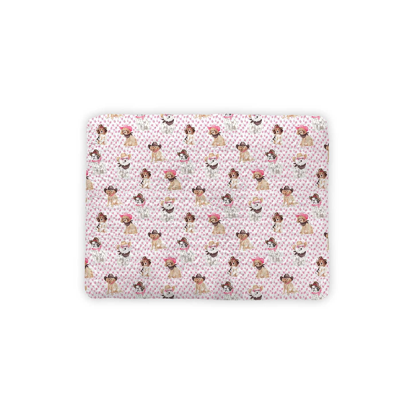 Cowboy Pups Fuchsia Quilted Pet Bed