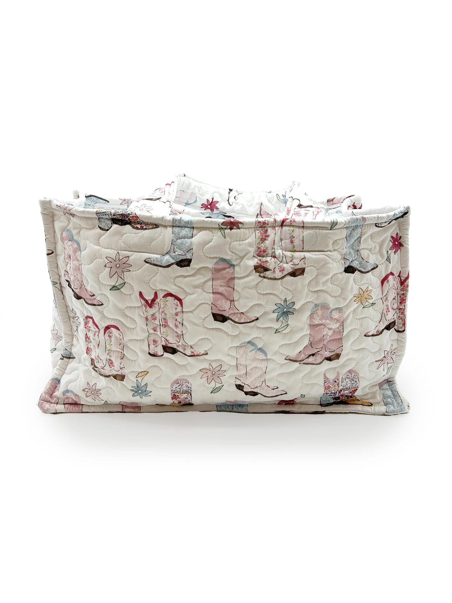 Daisy Boots Patchwork White Quilted Tote