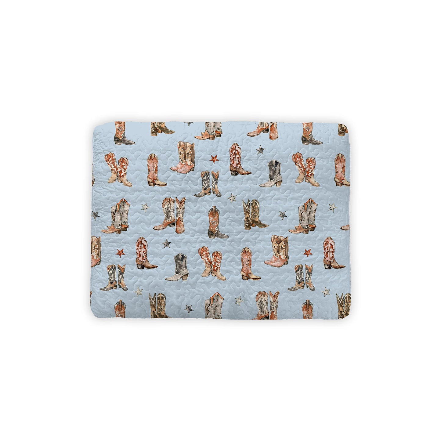 Thunderbird Boots Blue Quilted Pet Bed