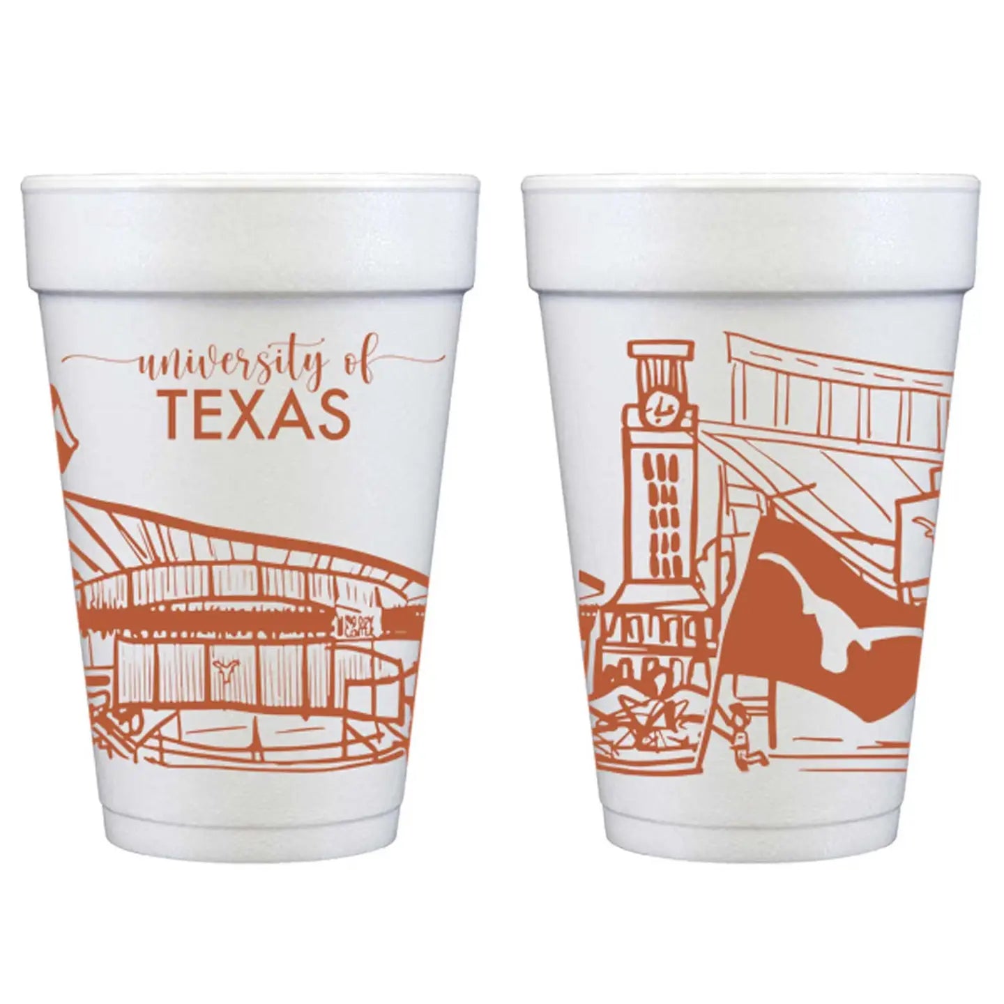 University of Texas Skyline Styrofoam Cups