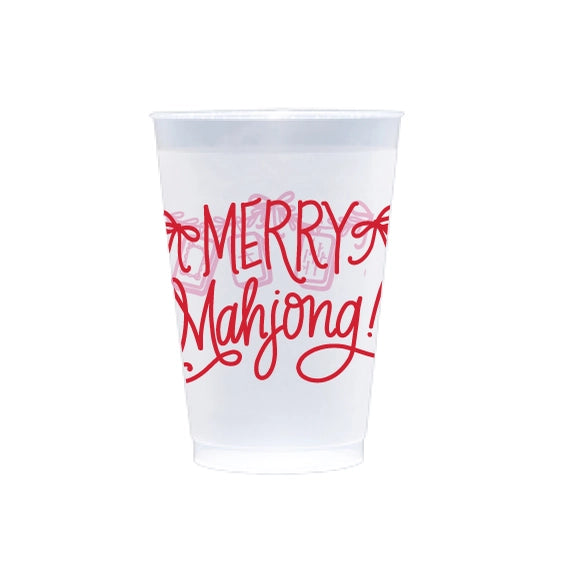 Merry Mahjong Frosted Cups - Red