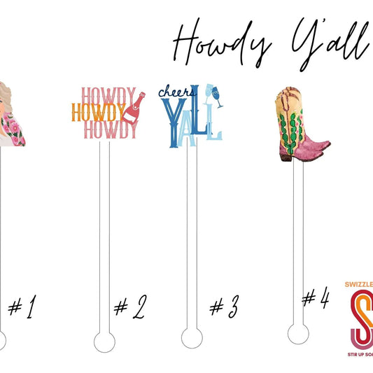 Howdy Y'all Acrylic Stir Sticks