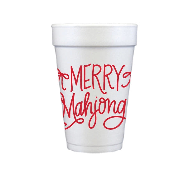 Merry Mahjong Styrofoam Cups - Red