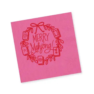 Merry Mahjong Cocktail Napkins - Pink