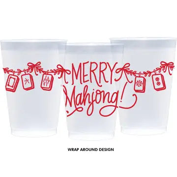 Merry Mahjong Frosted Cups - Red